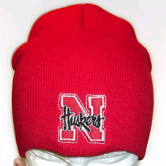 Nebraska Huskers University Mens Adult Beanie Winter Hat Cap Red New Ncaa - Picture 1 of 2